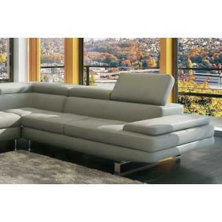 Canapé d'angle BEAUTY en cuir haut de gamme italien vachette Vénésetti Cuir Prestige luxe Gris clair, angle gauche - Vénésetti