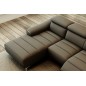 Canapé d'angle fonction relax en cuir italien 5 places SERENITY, gris foncé, angle gauche