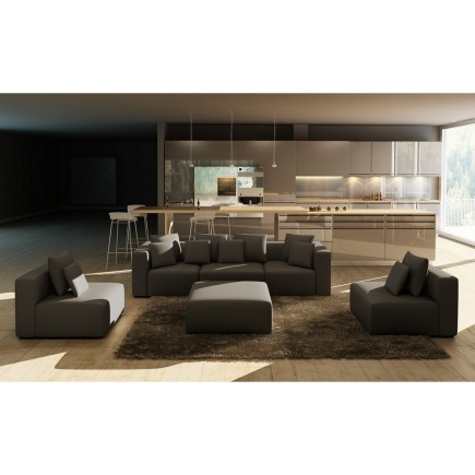Canapé modulable COMBINO CUIR PRESTIGE LUXE, NOIR