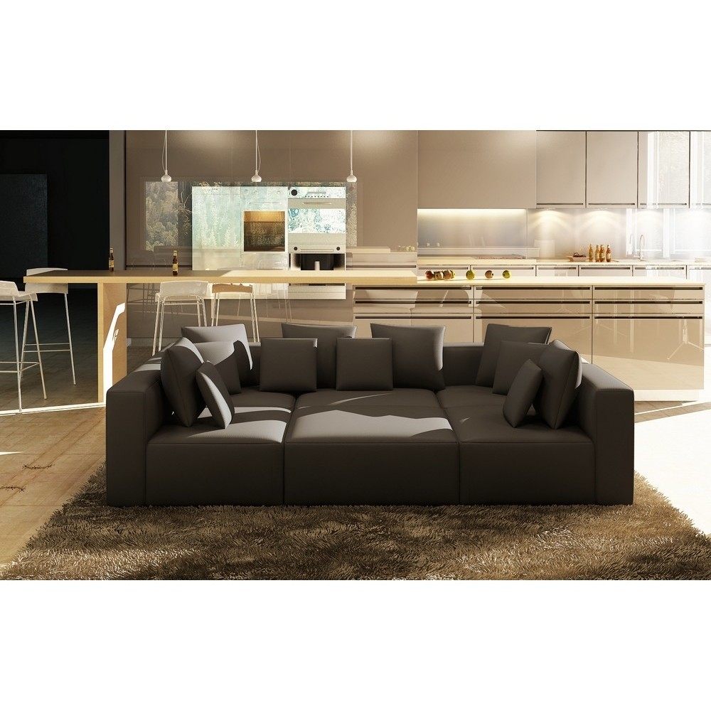 Canapé modulable COMBINO CUIR PRESTIGE LUXE, NOIR, 8 places