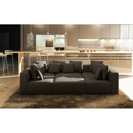 Canapé modulable COMBINO CUIR PRESTIGE LUXE, NOIR