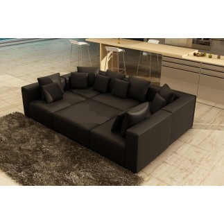 Canapé modulable COMBINO CUIR PRESTIGE LUXE, NOIR