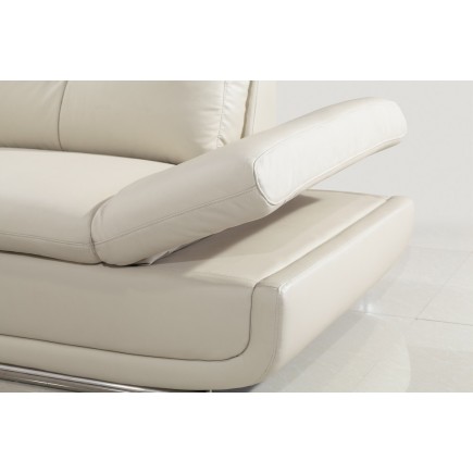 Canapé d'angle en cuir buffle italien de luxe 6/7 places BELLALIGNA, blanc cassé, angle droit