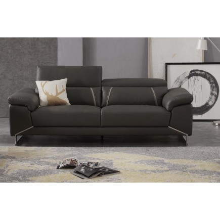 Ensemble Ensemble canapé 3 places et 2 places en cuir Prestige italien buffle GRANTI, couleur noir et liseré blanc