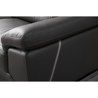 Ensemble Ensemble canapé 3 places et 2 places en cuir Prestige italien buffle GRANTI, couleur noir et liseré blanc