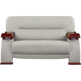 Ensemble composé d'un canapé 2 places et d'un fauteuil en cuir luxe haut de gamme, TENTATION. Gris clair