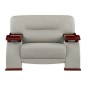 Ensemble composé d'un canapé 2 places et d'un fauteuil en cuir luxe haut de gamme, TENTATION. Gris clair