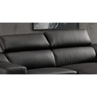 Canapé d'angle en cuir buffle italien de luxe ZENDO, noir, angle droit