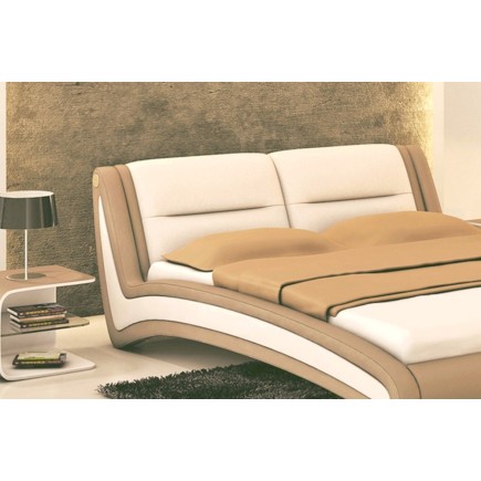 Lit en cuir italien de luxe DINO, blanc / beige, 160x200