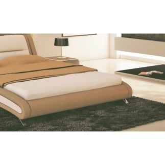 Lit en cuir italien de luxe DINO, blanc / beige, 160x200