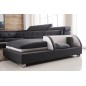 Canapé d'angle cuir buffle italien 7/8 places, BELLISSIMO, noir et blanc, angle gauche