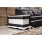 Canapé d'angle cuir buffle italien 7/8 places, BELLISSIMO, noir et blanc, angle gauche