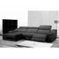 Canapé d'angle double relax en cuir de buffle italien de luxe 5 places BiRELAX, noir, angle gauche