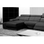 Canapé d'angle double relax en cuir de buffle italien de luxe 5 places BiRELAX, noir, angle gauche