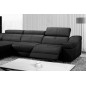 Canapé d'angle double relax en cuir de buffle italien de luxe 5 places BiRELAX, noir, angle gauche