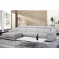 Canapé d'angle double relax en cuir de buffle italien de luxe 5 places BiRELAX, noir, angle gauche