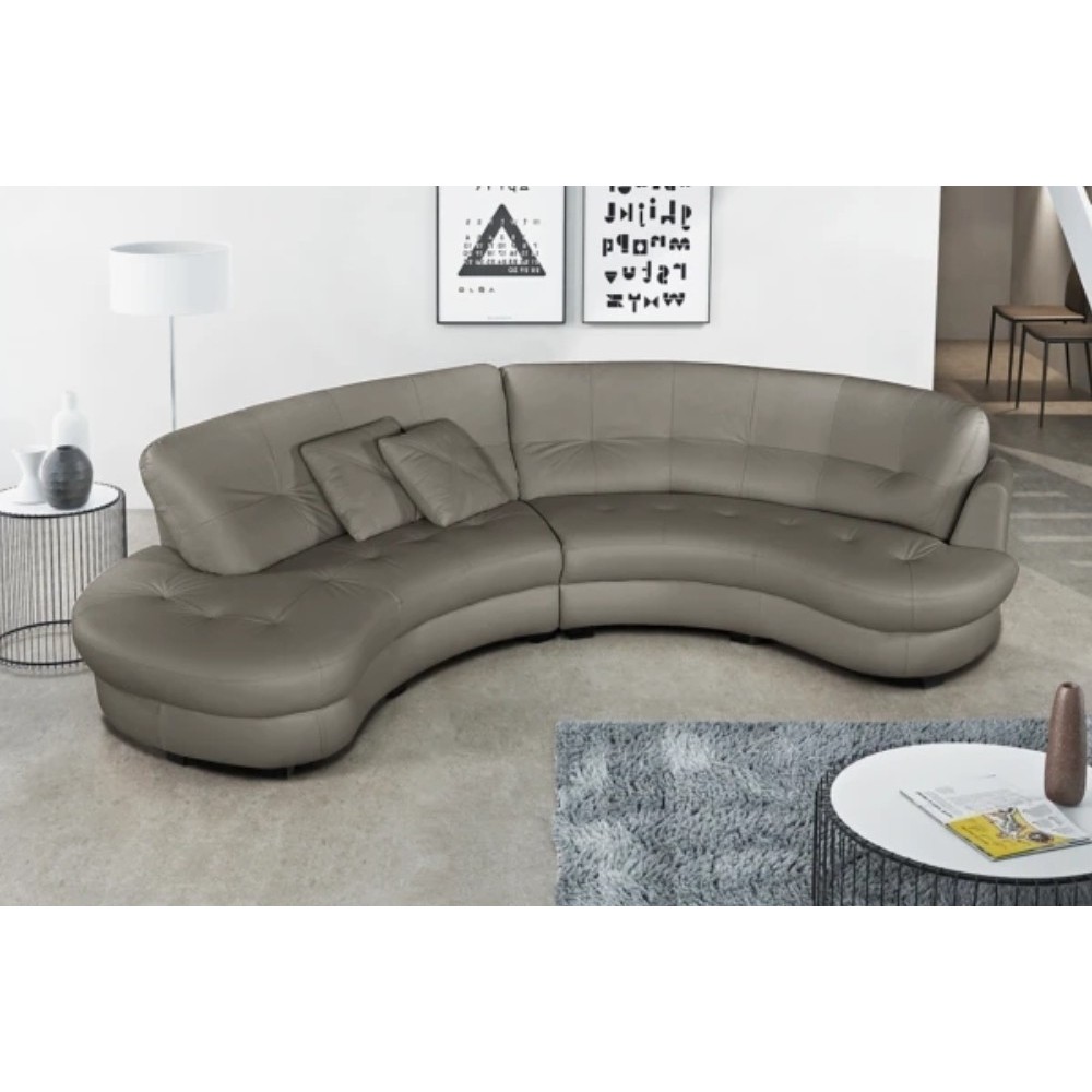 Canapé en cuir italien de luxe 5/6 places BRETINI gris foncé, côté accoudoir droit