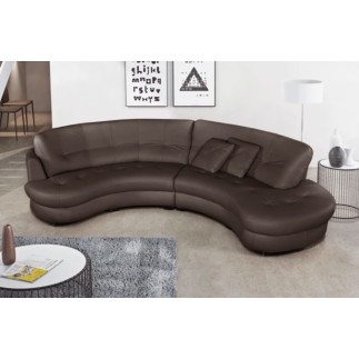 Canapé en cuir italien de luxe 5/6 places BRETINI CHOCOLAT, côté accoudoir gauche