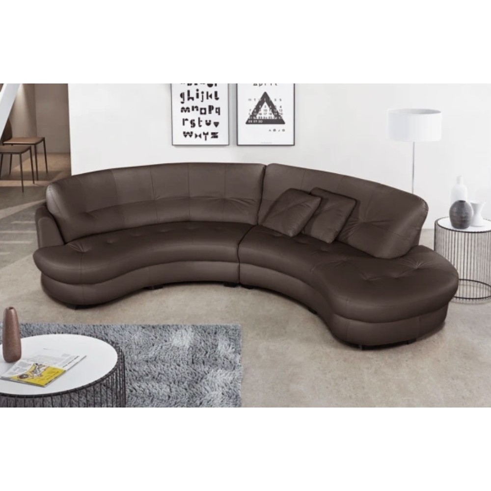 Canapé en cuir italien de luxe 5/6 places BRETINI CHOCOLAT, côté accoudoir gauche