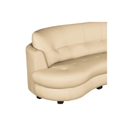 Canapé en cuir italien de luxe 5/6 places BRETINI beige, côté accoudoir gauche