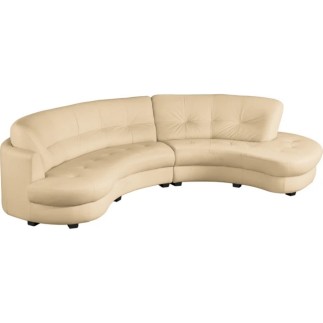 Canapé en cuir italien de luxe 5/6 places BRETINI beige, côté accoudoir gauche