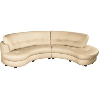 Canapé en cuir italien de luxe 5/6 places BRETINI beige, côté accoudoir gauche
