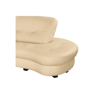 Canapé en cuir italien de luxe 5/6 places BRETINI beige, côté accoudoir gauche