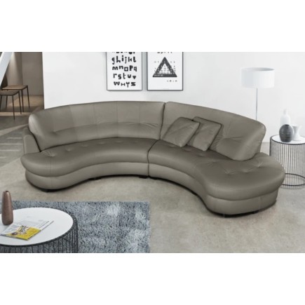 Canapé en cuir italien de luxe 5/6 places BRETINI gris foncé, côté accoudoir gauche