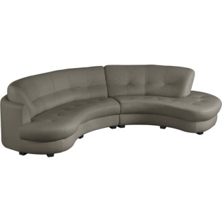 Canapé en cuir italien de luxe 5/6 places BRETINI gris foncé, côté accoudoir gauche