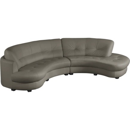 Canapé en cuir italien de luxe 5/6 places BRETINI gris foncé, côté accoudoir gauche