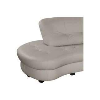 Canapé en cuir italien de luxe 5/6 places BRETINI gris clair, côté accoudoir droit