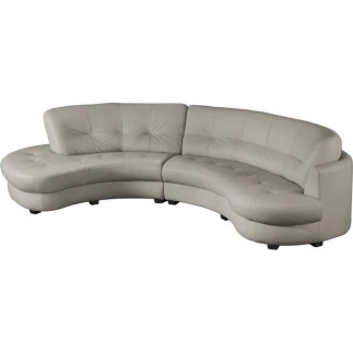 Canapé en cuir italien de luxe 5/6 places BRETINI gris clair, côté accoudoir droit