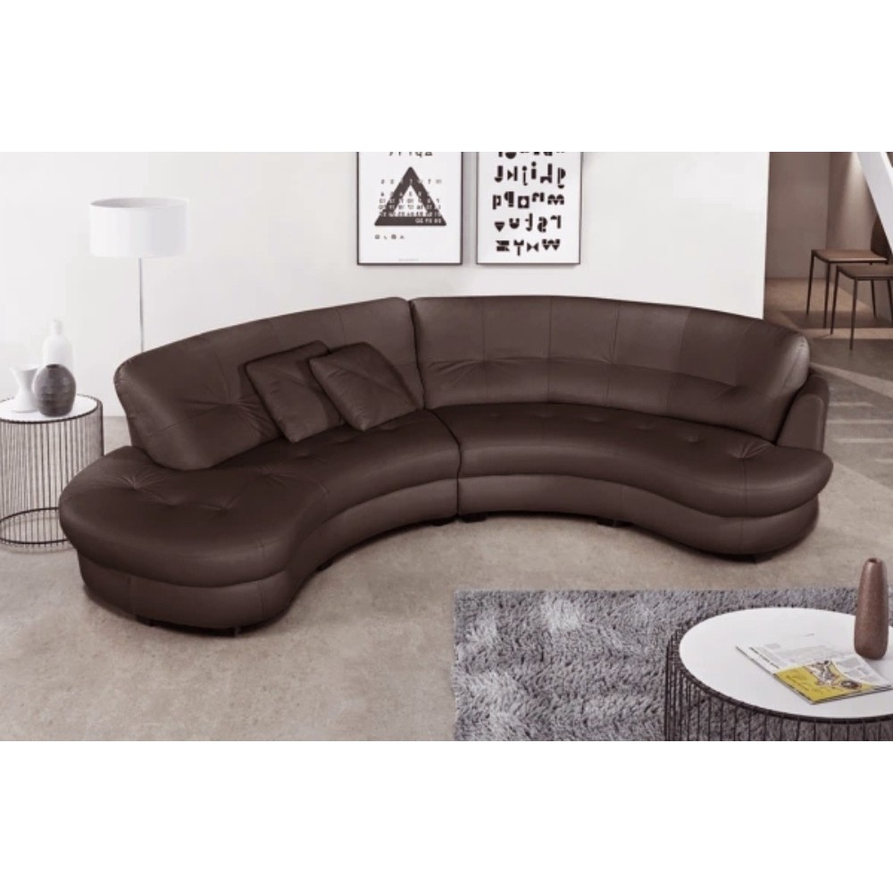 Canapé en cuir italien de luxe 5/6 places BRETINI chocolat, côté accoudoir droit