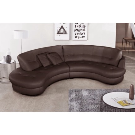 Canapé en cuir italien de luxe 5/6 places BRETINI chocolat, côté accoudoir droit