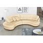 Canapé en cuir italien de luxe 5/6 places BRETINI beige, côté accoudoir droit
