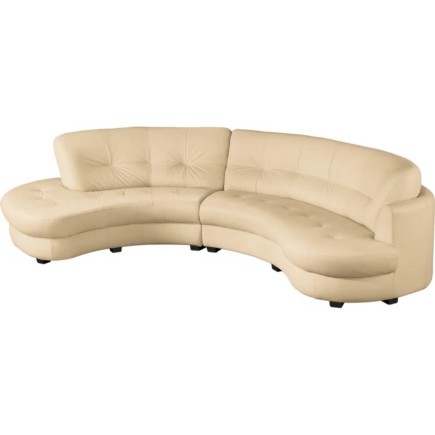 Canapé en cuir italien de luxe 5/6 places BRETINI beige, côté accoudoir droit