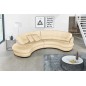 Canapé en cuir italien de luxe 5/6 places BRETINI beige, côté accoudoir droit