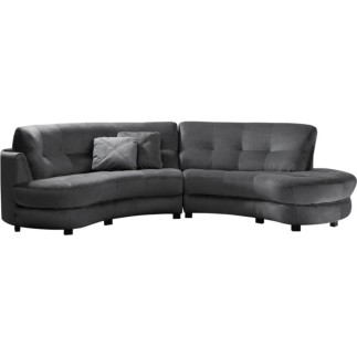 Canapé en velours luxe 5/6 places BRENNER gris foncé, côté accoudoir gauche