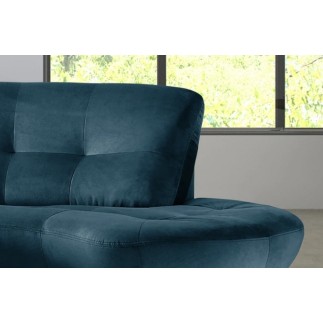 Canapé en velours luxe 5/6 places BRENNER bleu foncé, côté accoudoir gauche