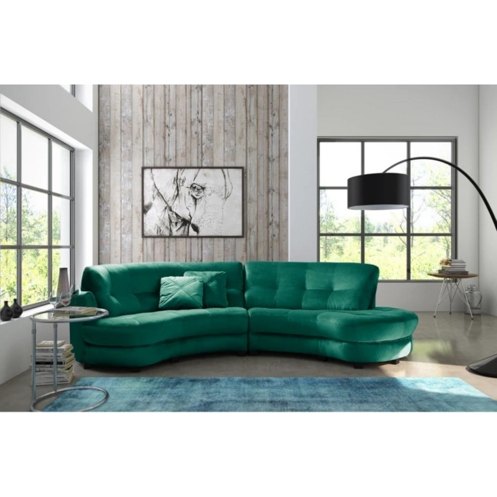 Canapé en velours luxe 5/6 places BRENNER vert foncé, côté accoudoir gauche Canapé en velours luxe 5/6 places BRENNER vert foncé, côté accoudoir gauche