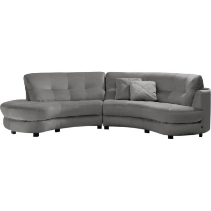 Canapé en velours luxe 5/6 places BRENNER gris clair, côté accoudoir droit