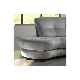 Canapé en velours luxe 5/6 places BRENNER gris clair, côté accoudoir droit