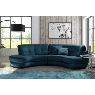 Canapé en velours luxe 5/6 places BRENNER bleu foncé, côté accoudoir droit