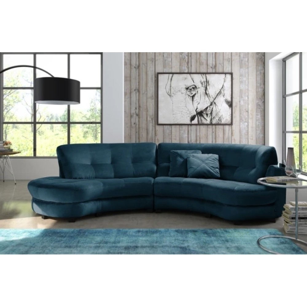Canapé en velours luxe 5/6 places BRENNER bleu foncé, côté accoudoir droit Canapé en velours luxe 5/6 places BRENNER bleu foncé, côté accoudoir droit