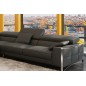 Canapé d'angle en cuir italien 5 places SUEDE, gris foncé, angle gauche
