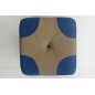 Pouf en cuir de luxe - belle qualité- cuir épais - beige et bleu - VISTA