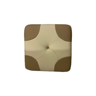 Pouf en cuir de luxe - belle qualité- cuir épais - beige et marron - VISTA