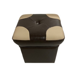 Pouf en cuir de luxe - belle qualité- cuir épais - Chocolat et beige - VISTA