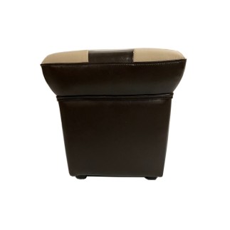 Pouf en cuir de luxe - belle qualité- cuir épais - Chocolat et beige - VISTA