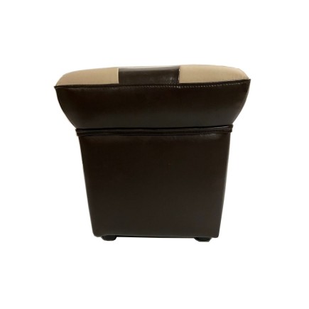 Pouf en cuir de luxe - belle qualité- cuir épais - Chocolat et beige - VISTA
